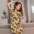 thumbnail image 3 of Balery Cute Squirrel with Green Leaves Camisón de manga corta con cuello redondo para mujer, cómodo y elegante., 3 of 6