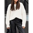 thumbnail image 5 of Women's Fall Sweaters Casual Long Sleeve Pullover Crewneck Ribbed Knit Jumper Tops Plain Blouse, 5 of 5