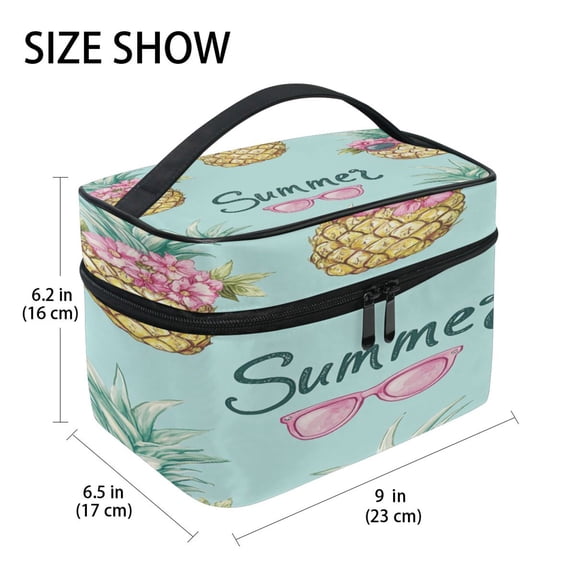DIXRUYEE Train Case Cosmetics Organizer Fashion Pineapple Bliss Printed Size: 9x6.2x6.5 in