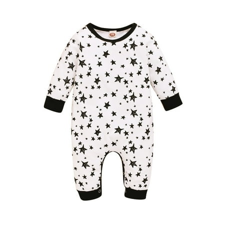 

Kucnuzki Baby Boy Winter Clothes 6 Months Baby Boys Casual Bodysuits 9 Months Baby Boys Long Sleeve Little Star Prints Casual Bodysuits White