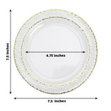 10-Pack Gold Trim Plastic Salad Plates 7.5" - Disposable For Weddings & Formal Events