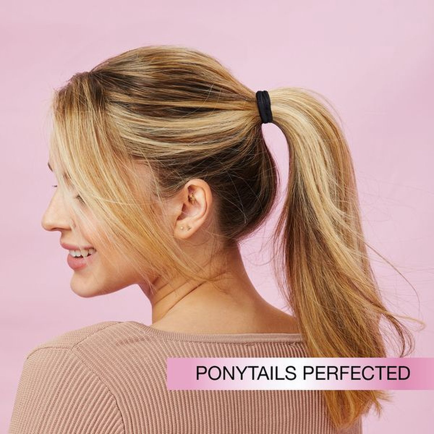 Scunci No Damage Seamless Hair Ties for Fine Hair, Black, 20 Count Ponytail Holders