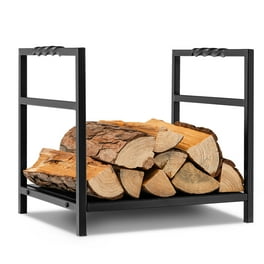 Akozon Support pour bois de chauffage Noir 100x25x100 cm Bois de pin