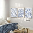 thumbnail image 4 of Blue Botanical Floral Wall Art Set of 3 - Minimalist Flower Pictures Wall Decor Canvas Prints, Wildflower Wall Art for Living Room, Bedroom, Bathroom - Unframed 8x10 in, 4 of 7