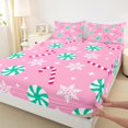 thumbnail image 3 of Homewish Sweet Candy Cane Queen Sheet Sets,Happy New Year Flat Sheet,Pink Red Green Queen Fitted Sheet For Teens,Microfiber Bedroom Decor,4-Piece, 3 of 7