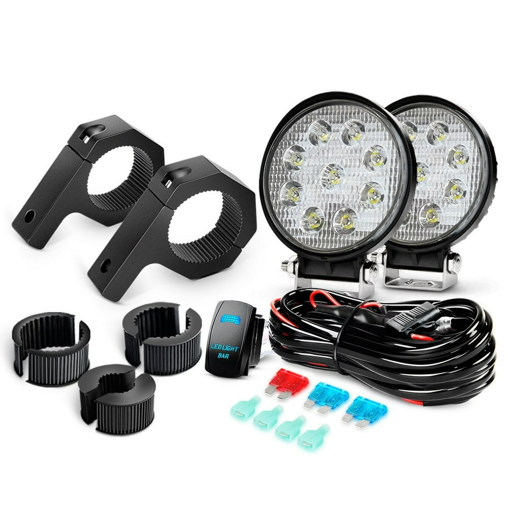 Nilight LED Light Bar 2PCS 27W Round Spot Driving Lamp and 2PCS