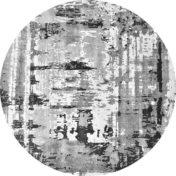 Ahgly Company Indoor Round Oriental Gray Industrial Area Rugs, 5' Round
