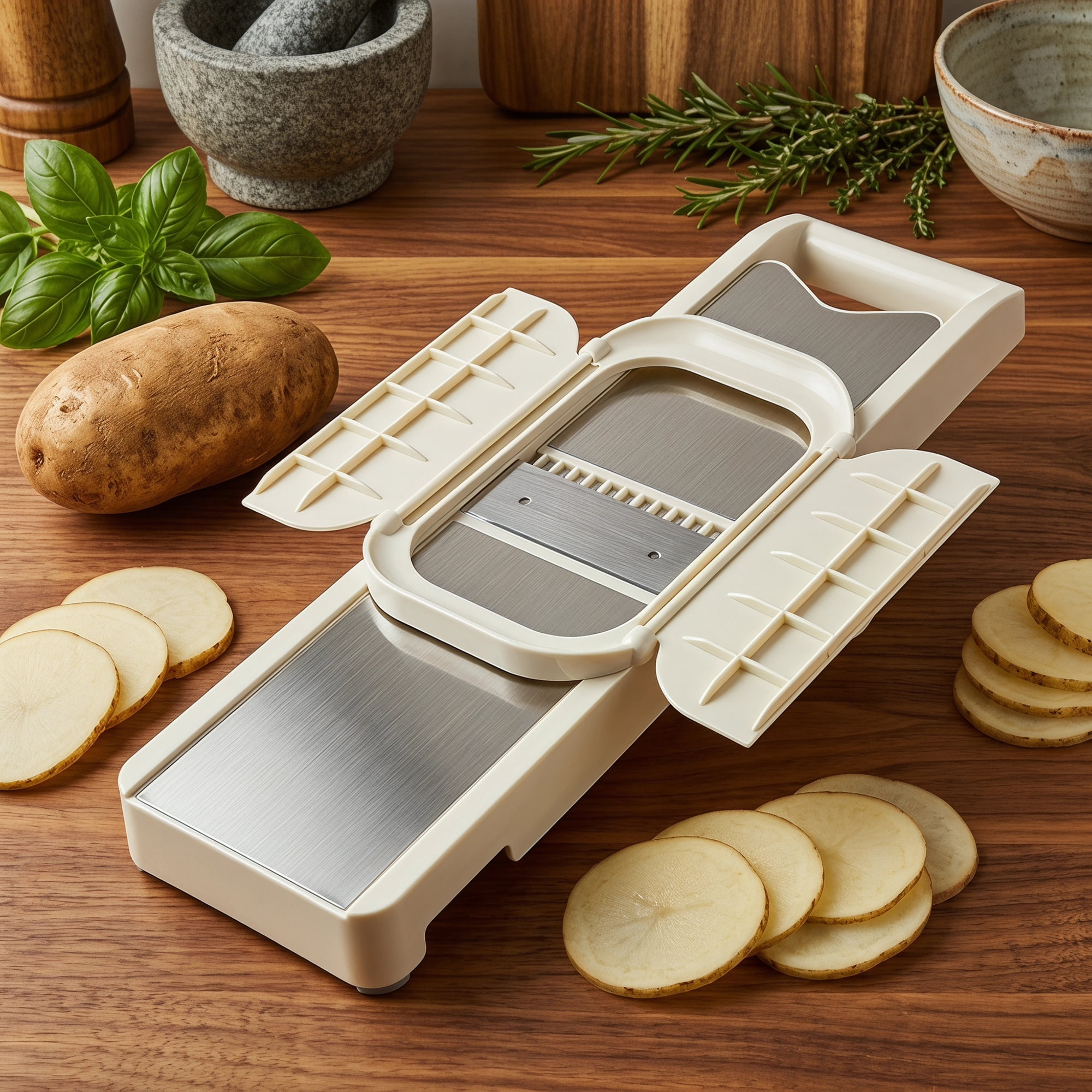 Unique Bargains Plastic Rust-Free Steel Slicer with Ergonomic Handle 4 in 1(B) 14.8"x3.9"