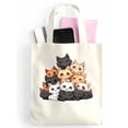 thumbnail image 2 of Canvas Tote Bags,Reusable Grocery Bag Shopping Bags Cute Cartoon Cats Washable Cloth Bags Work Tote Bag for Women Men, 2 of 3