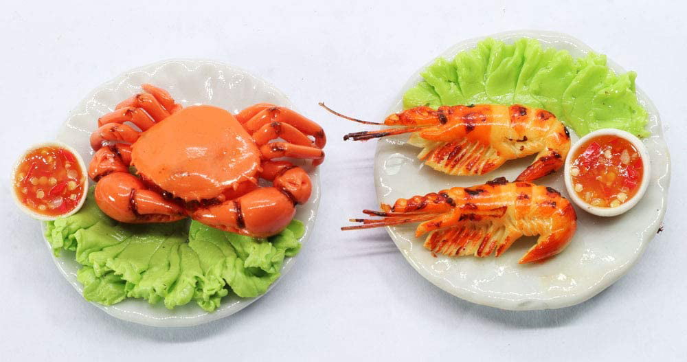 Tiny Food Details about   2 Dollhouse Miniatures Seafood Shrimp and Crab Handcrafted Miniature 