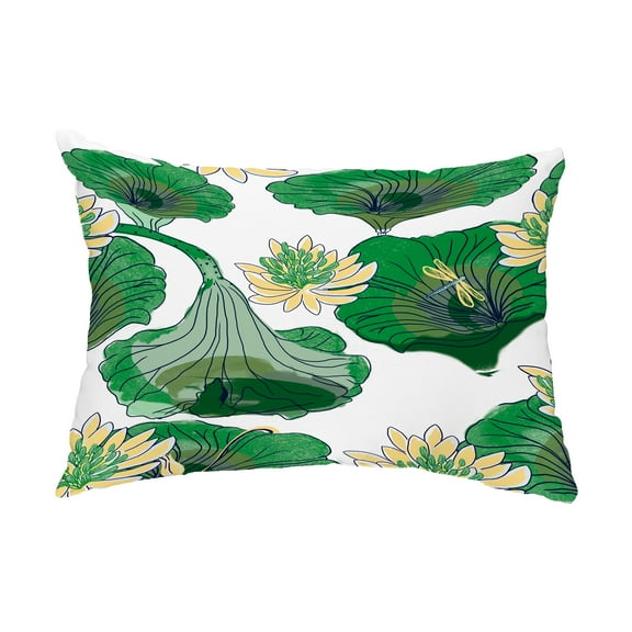 Simply Daisy, 14" x 20" Lotokoi Green Floral Decorative Outdoor Pillow