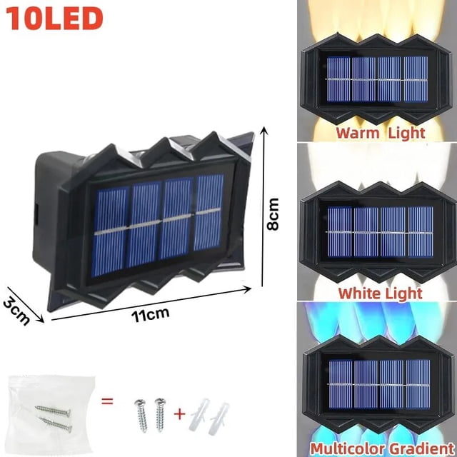 Lámpara Solar LED de pared para exteriores, iluminación luminosa de arriba y abajo para porche, balcón, jardín y calle, decoración impermeable