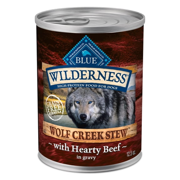 Blue Buffalo Wilderness Wolf Creek Stew Wet Dog Food, Hearty Beef in Gravy, 12.5-oz. Can
