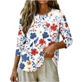 thumbnail image 3 of YFNNUP 4th of july Shirts for Women 3/4 Length Sleeve Tunic Tops Patriotic American Flag Round Neck Shirt 2026 Independence Day Gift Red XXXL, 3 of 7