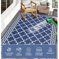 thumbnail image 5 of Outdoor Rug 9x12 Reversible Mats, Plastic Straw Rug, Large Floor Mat and Rug for Outdoors, Modern Area Rug, Patio, Backyard, Deck, Picnic, Beach, Trailer, Camping, Navy/White(Geometric), 5 of 8