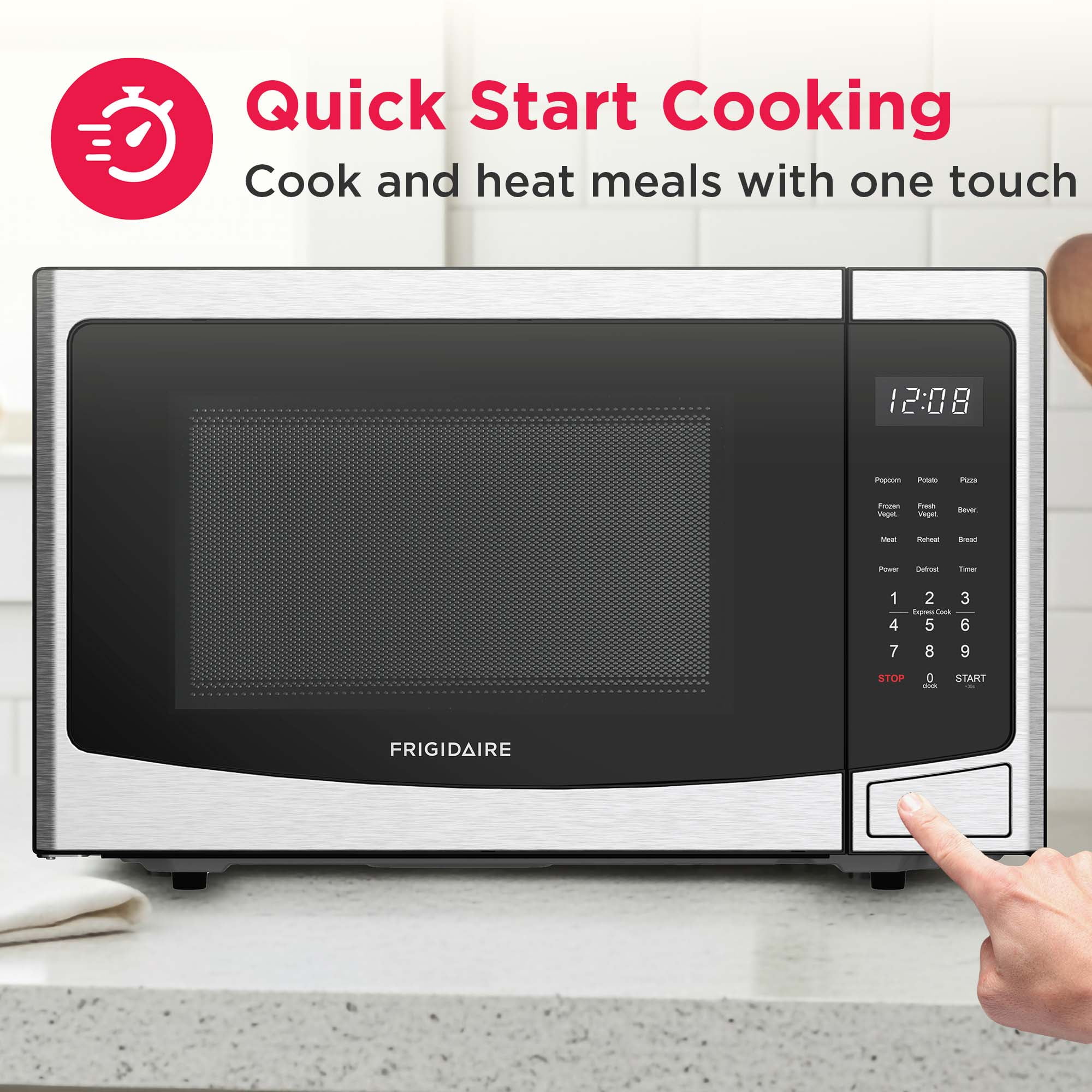 Frigidaire 1.2 Cu. ft. Countertop Microwave, 1000 Watt Microwave with Inverter Technology, 10 Power Levels,  Stainless Steel