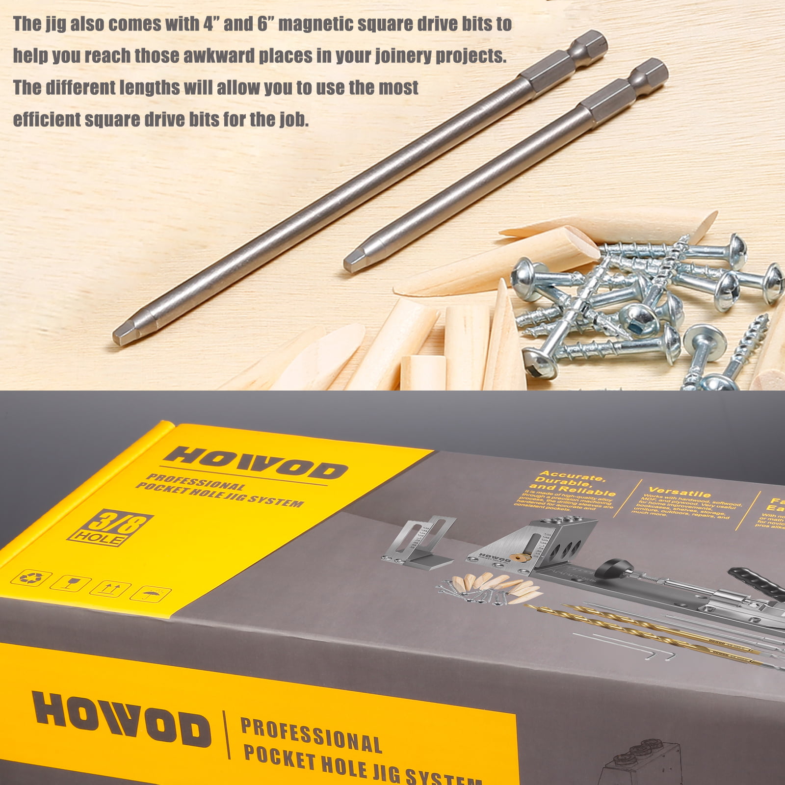 howod Pocket Hole Jig Kit, Professional and Upgraded All-Metal Pocket Screw  Jig. (Metal)