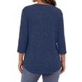 thumbnail image 4 of WellSize 3/4 Sleeve Blouses for Women Plus Size Henley Shirts Casual Crew Neck Tunic Tops Trendy Fall Pullover, 4 of 10