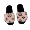 thumbnail image 4 of Zapatillas de piel borrosa con punta abierta, zapatillas peludas para mujer, zapatillas borrosas, zapatillas con punta abierta, uso conveniente, 4 of 8