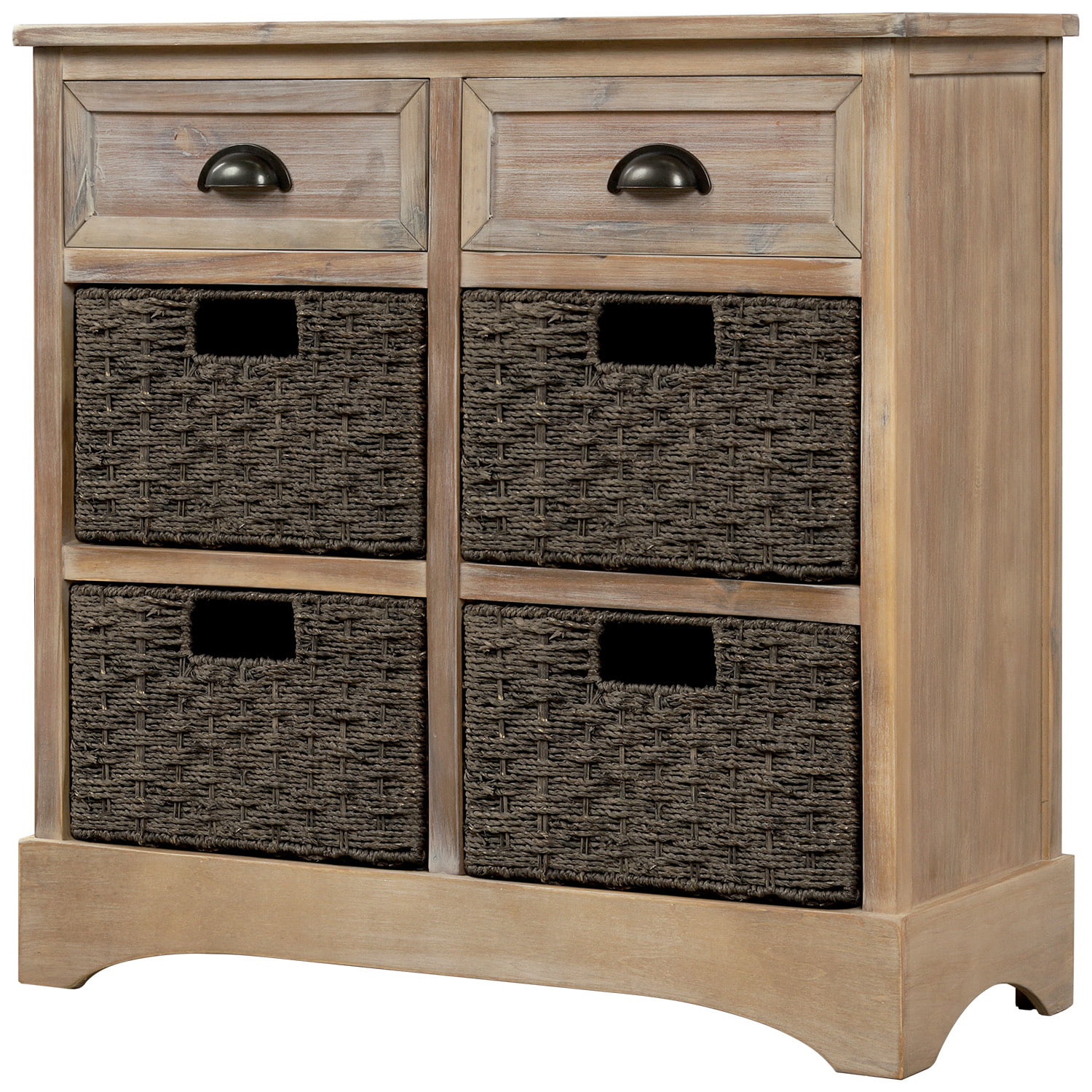Antique Locker With Two Drawers And Four Classic Fabric Baskets For Kitchen Dining Entrance Living Room