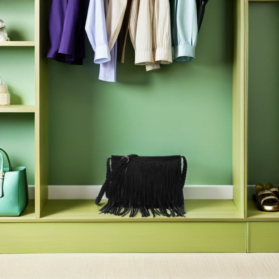 SEWOART Purses for Women Tassel Crossbody Shoulder Bag Black 1Pack Traveling