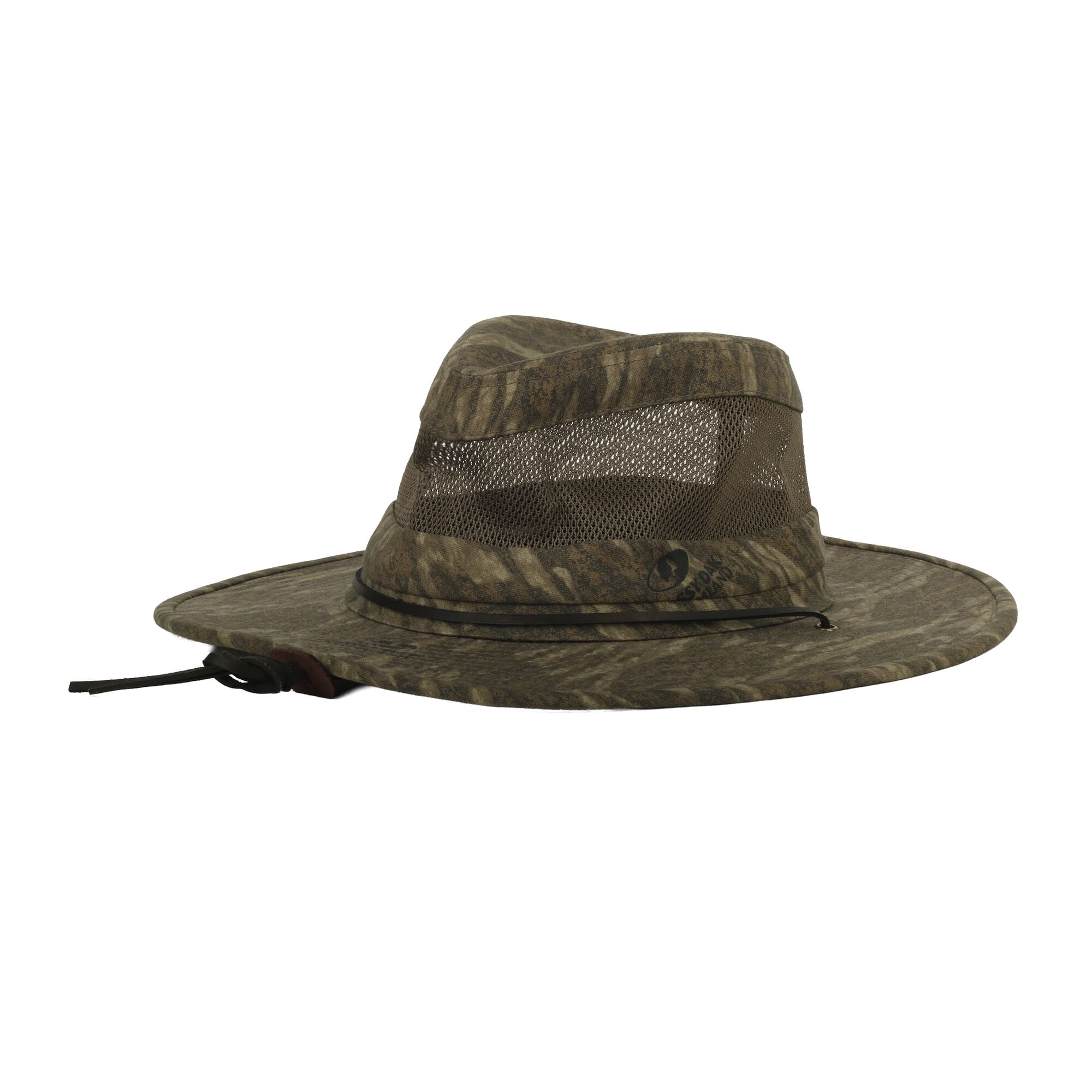 Mossy Oak® New Bottomland Camo Safari Hat – Wide Brim Mesh Crown, Adjustable, One Size