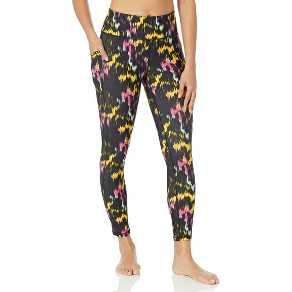 DKNY Women's Tight Printed High Waist Performance Leggings, Currant Light Trace, X-Large