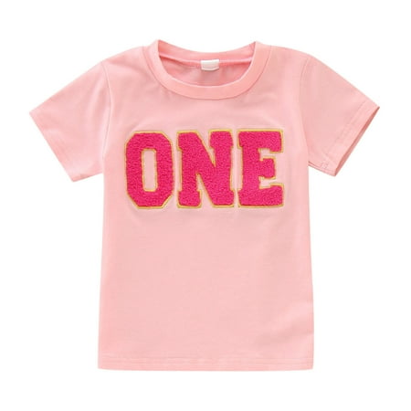 

MQLKF Shirts For Child Birthday Short Sleeve Letter Embroider T Shirt Boys Girls Toddler Kids Gift Tops Beautiful Comfortable Girls T Shirts