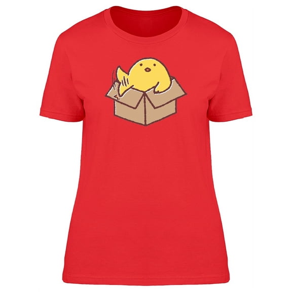 Cute Chicken On A Box Cartoon T-Shirt Women -Image by Shutterstock, Female XX-Large