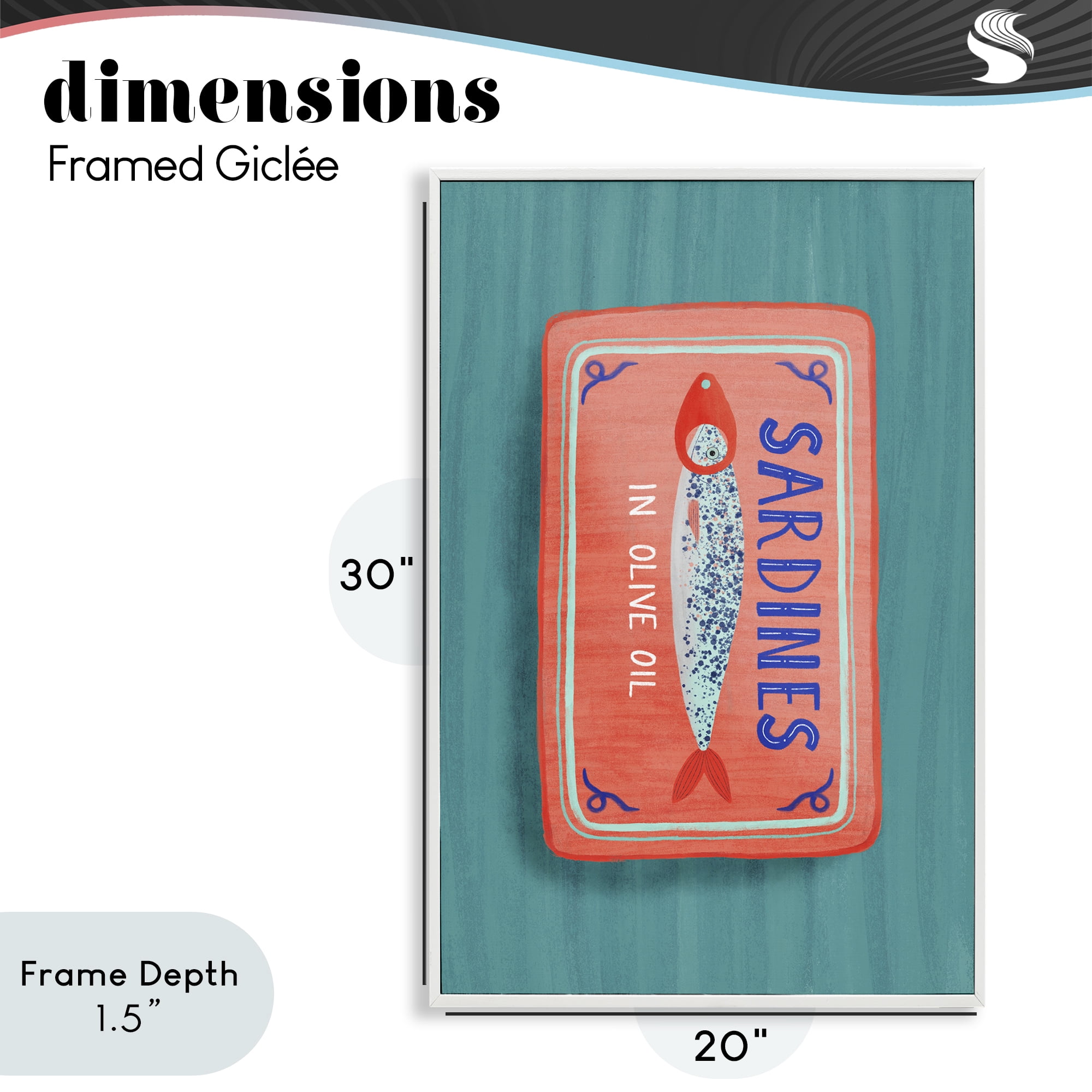 Stupell Industries Sardines Olive Oil Seafood White Framed Giclee Art, design by Metka Hiti
