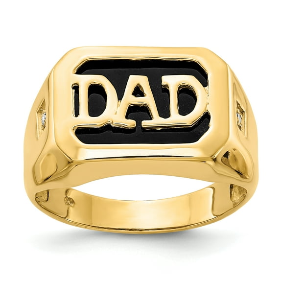 14K Yellow Gold AA Diamond Men's Onyx Dad Ring Size 10