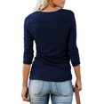thumbnail image 2 of T-shirt Henley à Manches Courtes/longues pour Femmes, Décontracté, Basique, 2 of 2