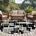 thumbnail image 4 of Round Rugs 8 Ft, Sage Green Black Geometric Non Slip Area Rugs for Kitchen Bedroom Entryway, Modern Abstract Art Block Washable Carpet Runner Rug Floor Mats for Bedroom Home Decor, 4 of 8