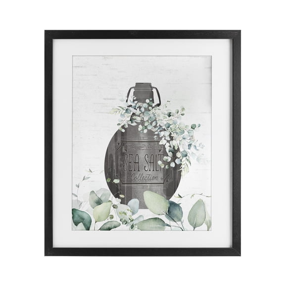 Stupell Industries French Country Sea Salt Collection Bottle Black Framed Print Under Glass, 13 x 16, by Lettered and Lined