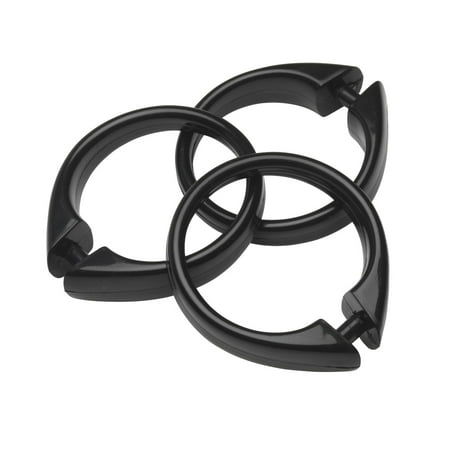 Black Set Of 12 Easy To Use Plastic Snap On Shower Curtain Rings