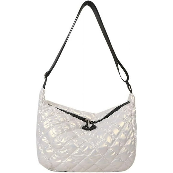LHSHID Quilted Hobo Bag Women's Shoulder Crossbody Bag Bucket Pleated Purse Handbag Glossy Totes Work Top Handle Bag