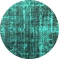 thumbnail image 1 of Ahgly Company Machine Washable Indoor Round Abstract Turquoise Blue Contemporary Area Rugs, 7' Round, 1 of 4