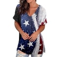 thumbnail image 3 of HEILAU Independence Day Shirts for Women American Flag Graphic Tees Summer Tops Short Sleeve V Neck T Shirt Print Side Slit Tunic Patriotic Tops, 3 of 6