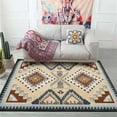 thumbnail image 1 of Geometric Yellow Brown Patterned Rug, Indian Ethnic Style Carpet, Rug Pad Non-Skid Durable Enough Soft Texture Apply to Entryway Hallway Bedroom Living Room,5x8ft, 1 of 7