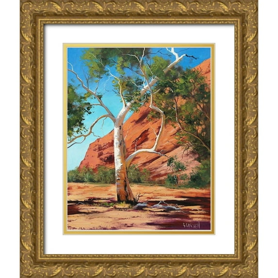 Gercken, Graham 20x24 Gold Ornate Wood Framed with Double Matting Museum Art Print Titled - Outback Gum Tree