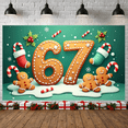 thumbnail image 6 of Gingerbread Design 67th Christmas Banner Candy Cane Pattern Holiday Display Snowflake Decor Number 67 Gingerbread Backdrop for Christmas Celebration 67th Anniversary Family Gathering, 6 of 9