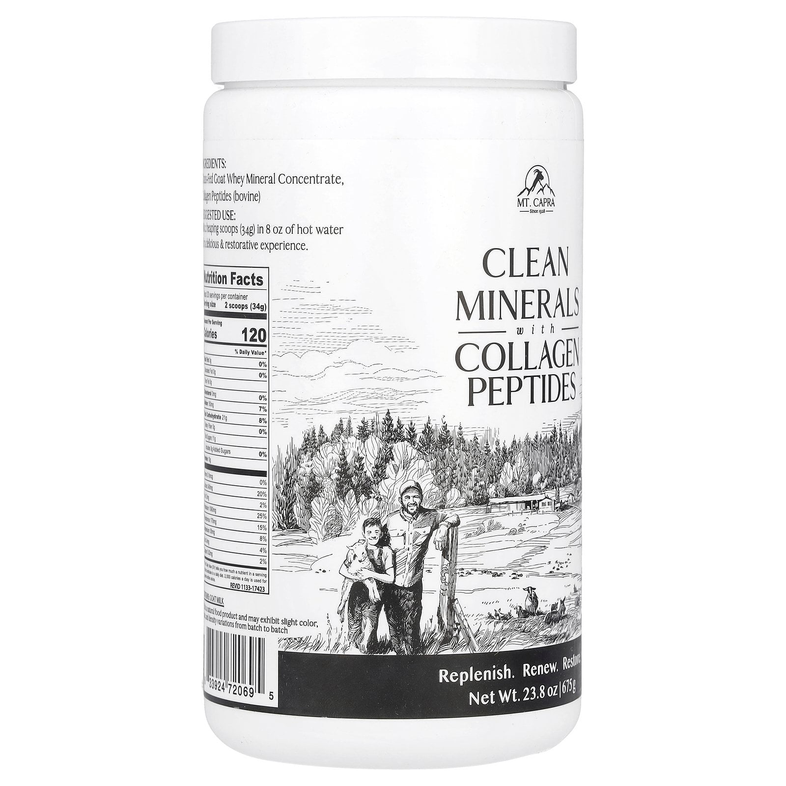 Mt. Capra Clean Minerals with Collagen Peptides, 23.8 oz (675 g)