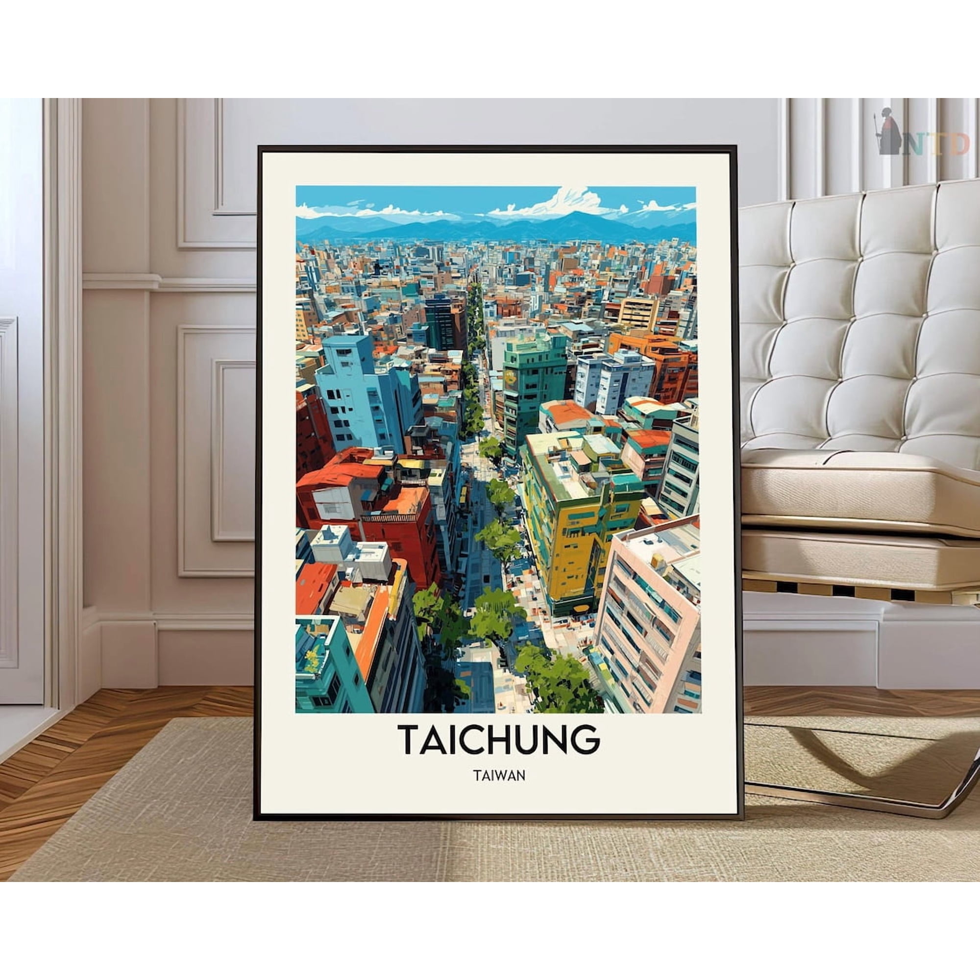Taichung Taiwan City Poster Home Decor Office Wall Art Living Room Decor, Paper Poster Only
