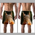 thumbnail image 3 of Men's Shorts Casual Elastic Waist Drawstring Summer Beach Shorts,Lonely Animal Forest Portrait,XXL, 3 of 5
