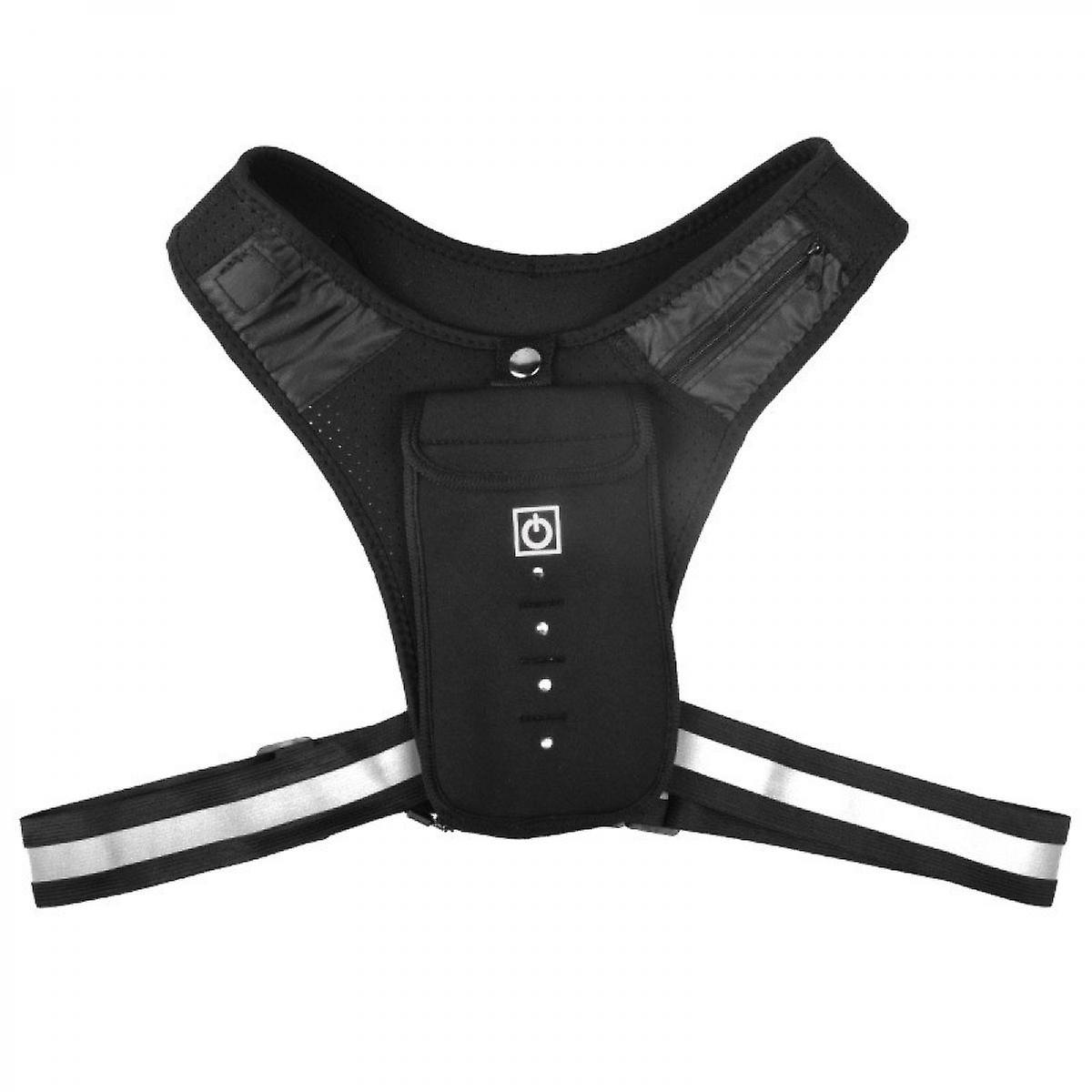 Reflective Running Vest With Led Light And Phone Holder, Outdoor Night Running Lights For