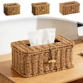 thumbnail image 1 of Plastic Storage Box Imitation Rattan Woven Tissue Box Light Two-Tone Beige Plastic Storage for Living Room Coffee Table 22x13x9cm(1Pc) by JASKFLY, 1 of 7