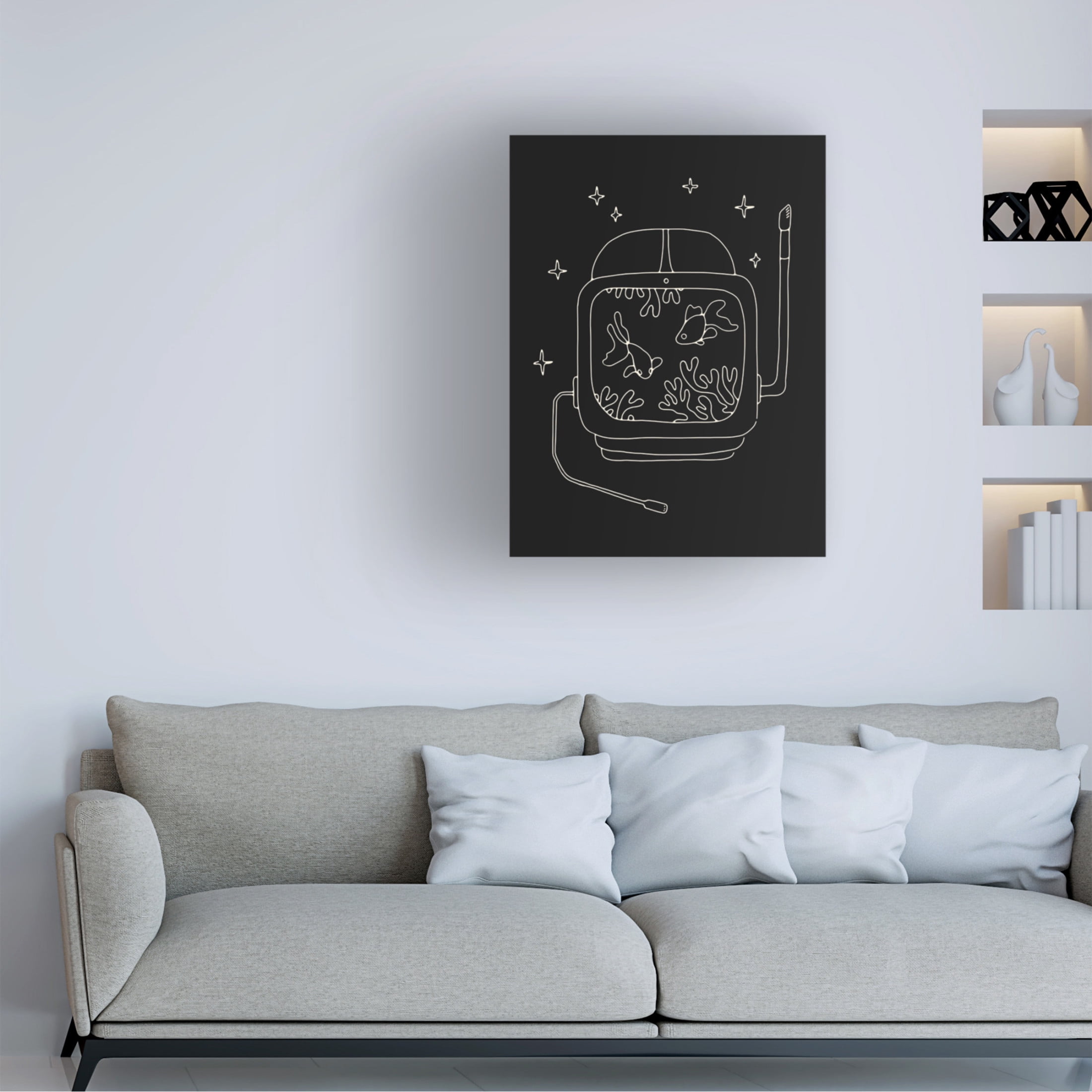 Trademark Fine Art Florent Bodart Astronaut and Fishes Canvas Wall Art