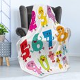 thumbnail image 4 of Number Soft Flannel Fleece Throw Blanket, Joyful Comic Numerals with Mathematical Characters Nursery Baby Childish Cartoon, Cozy Plush for Indoor and Outdoor Use, 50" x 60", Multicolor, by Ambesonne, 4 of 5