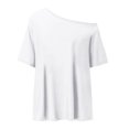 thumbnail image 5 of idosla Womens Off the Shoulder Tops Oversized T-Shirts Short Sleeve Tees Summer 2026 Casual Spring Clothes (White, 3XL), 5 of 5