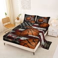 thumbnail image 2 of Erosebridal Boys Basketball Sport Themed Bed Sheets,Retro American Flag Print King Sheets For Kids 4-Piece, 2 of 6